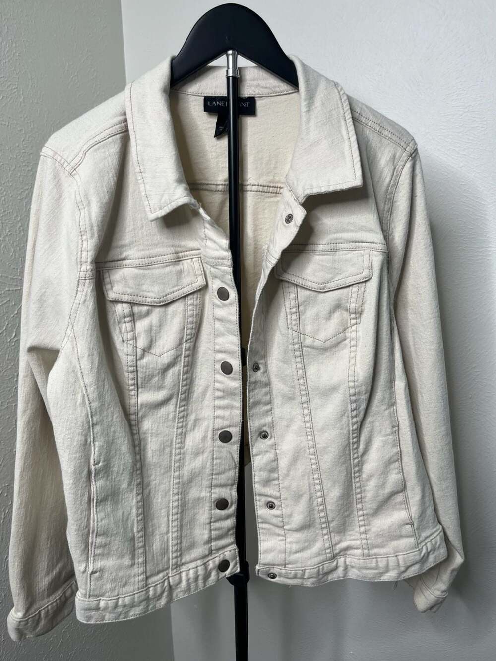 Off-White Cotton Denim Jacket – Oversized Relaxed Fit Coat